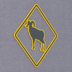 Bighorn Sheep Crossing Sign (Silicone) - Flexfit® Premium Fitted Cap - Image 2