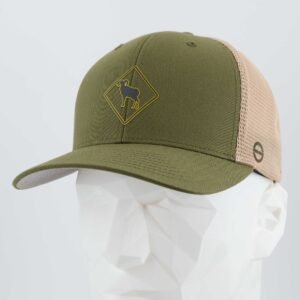 Bighorn Sheep Crossing Sign (Silicone) - Flexfit® Mesh Trucker Cap