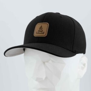 Campfire Trail Sign (Leather) - Flexfit® Premium Wool Blend Cap