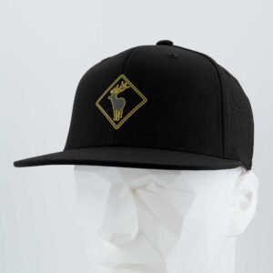 Elk Crossing Sign (Silicone) - Flexfit® Premium Fitted Cap