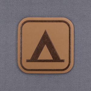 Tent Camping Trail Sign (Leather) - Flexfit® Premium Fitted Cap - Image 3
